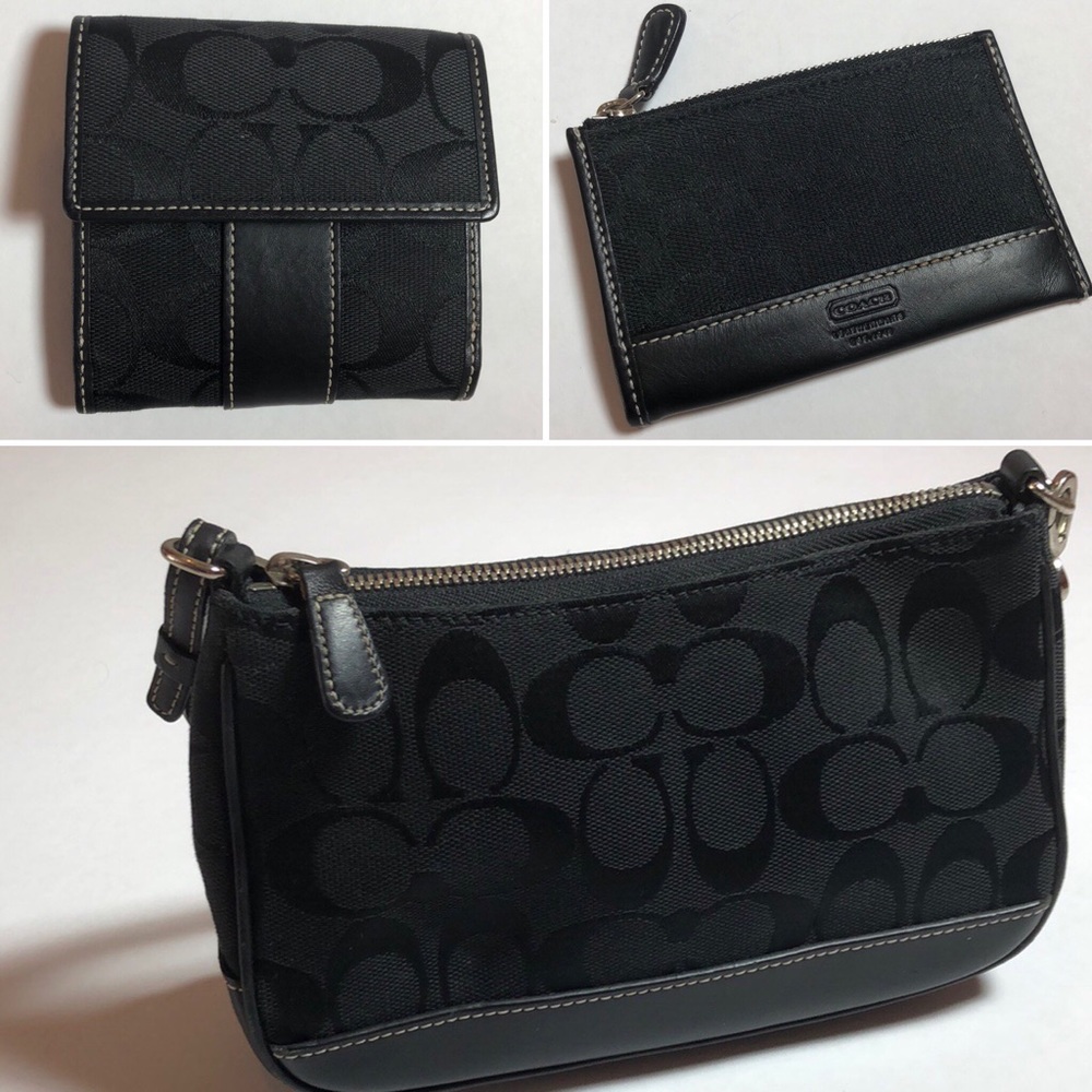 Coach Vintage Black Signature C Monogram Purse Set